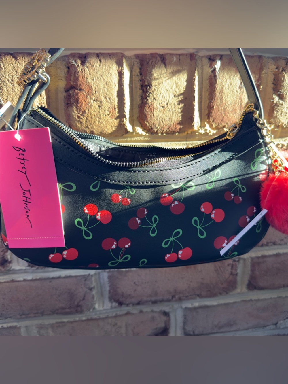 Betsey Johnson Cherry Print Mini Women’s Shoulder Bag NWT - Picture 6 of 7